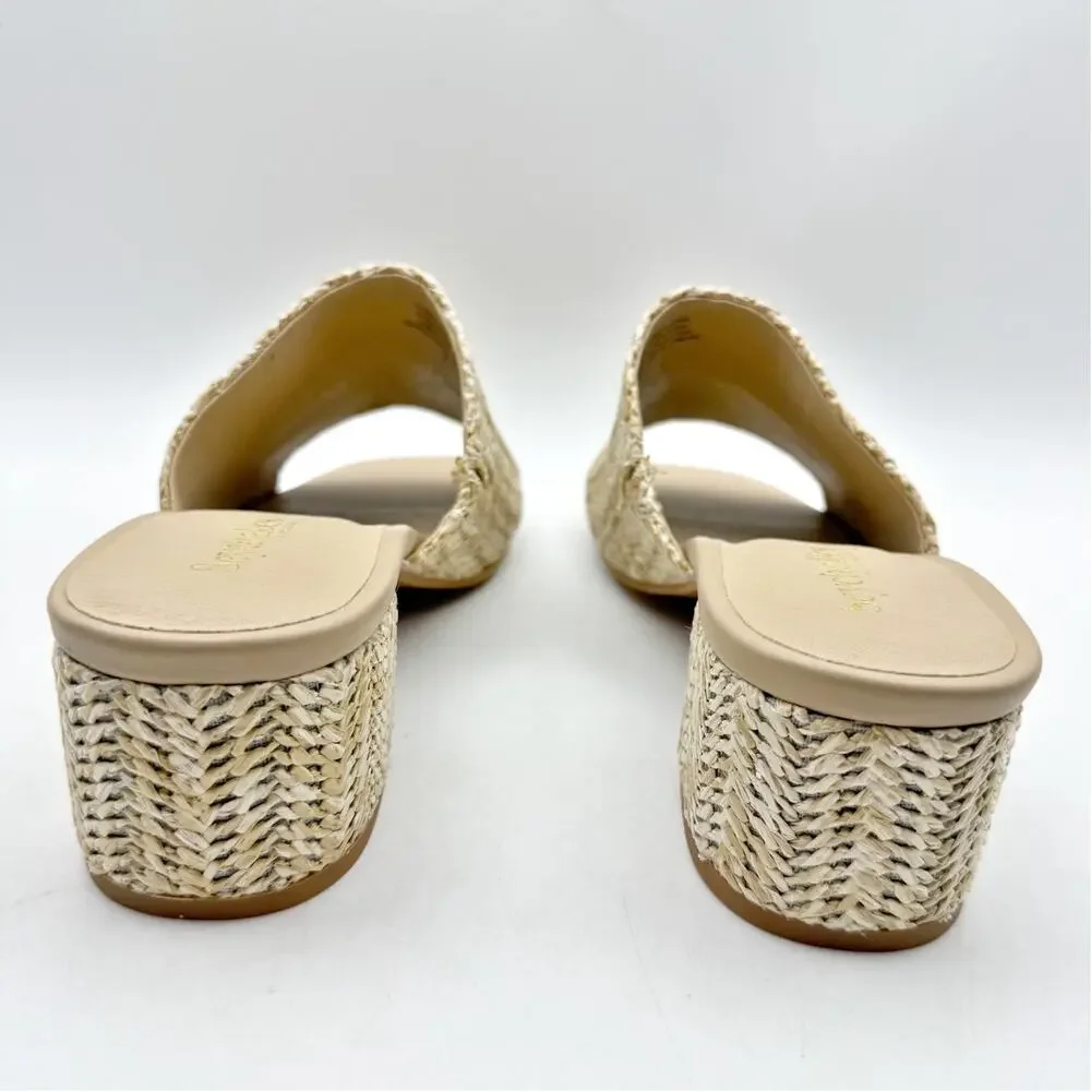 Seychelles Womens Pepper Raffia Heeled Sandal US 9 Natural Beige EUC